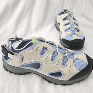 Lands' End Blue and Cream Women's Sandals